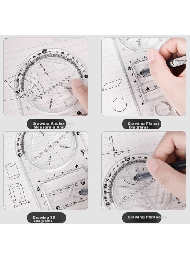 Truecolor Multifunctional Rotating Geometric Drawing Compass For Primary School Students, Math Ruler, Parallel Ruler, Creative Drawing Tool For Students, Handwritten Report Template, Zc811a - Image 4