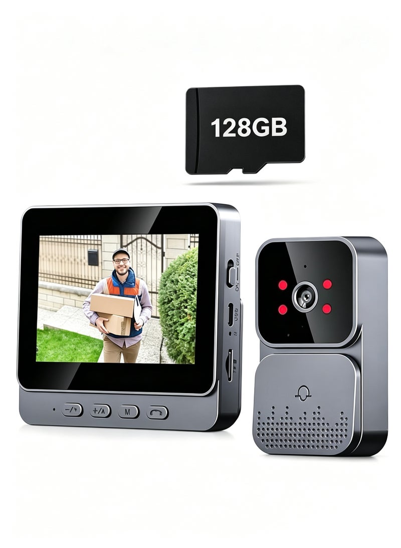 Doorbell Camera Wireless No Subscription 1080P, Waterproof Door Bell Camera with Connect via Bluetooth NO WiFi and APP, Video Intercom Two-Way Audio, 170° View Angle,Night Vision，Free 128GB memory card included! - Image 1
