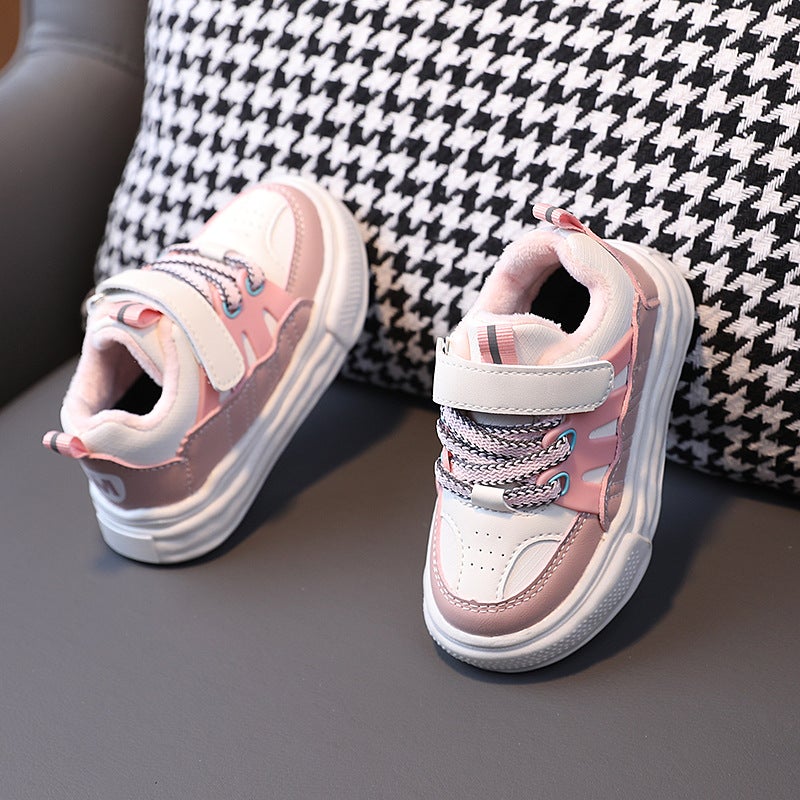 Kids Anti-slip Sneakers Velvety Warm Cotton Pink