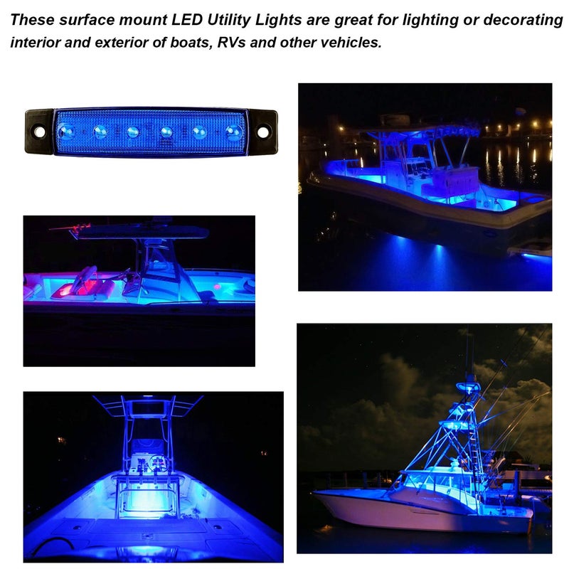 PSEQT LED Boat Interior Lights Marine Courtesy Light Strip Deck Transom Cockpit Navigation Lighting Waterproof for Fishing Pontoon Kayak Yacht Sailboat (Blue 10Pcs) - Image 5