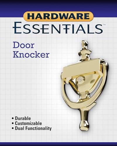 Hardware Essentials 852395 Bright Brass Door Knocker with Viewer, 7in, 1 Piece - Image 4