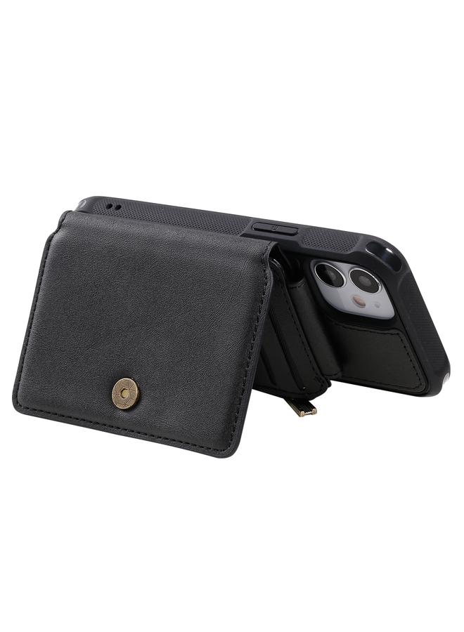 Zaboon Case For iPhone 12 mini Zipper Shockproof Protective Case with Card Slots & Bracket & Photo Holder & Wallet Function - Image 4