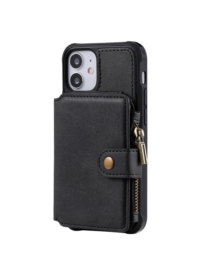 Zaboon Case For iPhone 12 mini Zipper Shockproof Protective Case with Card Slots & Bracket & Photo Holder & Wallet Function - Image 2