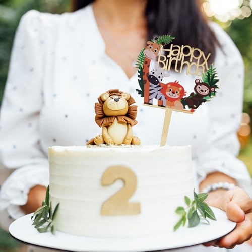 Juzfun Cake Toppers for Acrylic Animal Kingdom Birthday Party Cupcake Decoration | Size: 10 cm - Image 2