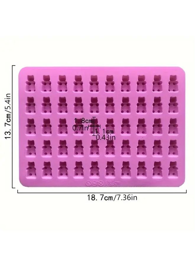 50 Cavity Silicone Gummy Bear Mold With Dropper Food Grade Chocolate Candy Bear Shaped Cake Decoration High Temperature 2 Pack - Image 2