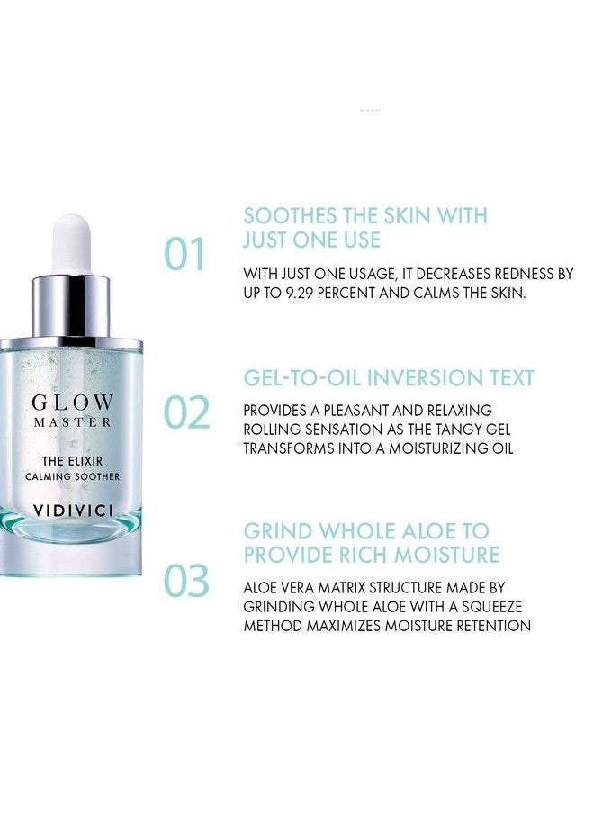Vidivici - Glow Master The Elixir Calming Soother Soothing Face Serum With Aloe Cica And Panthenol For Sensitive Skin Redness Relief Moisturizing Oil Formula 1.01 Fl.Oz. - Image 1
