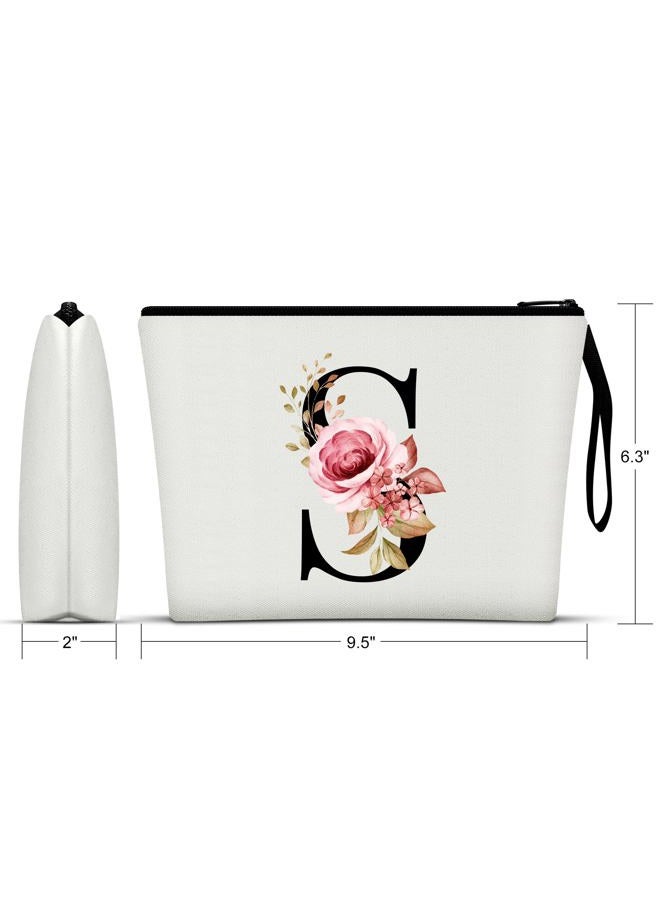 Vavabox A-Z Personalized Makeup Bag, Birthday Gifts for Women Mom, Gifts for Best Friend, Bride Bridesmaid Cosmetic bag (S, White) - Image 2