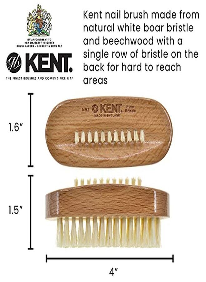 KENT - Nb3 Natural Bristle Fingernail Brush And Hand Scrub Brush For Nails. Beechwood Finger Nail Brush To Clean Nails And Nail Scrubber Brush For Hands Feet Fingernails And Toenails. Made In England - Image 1