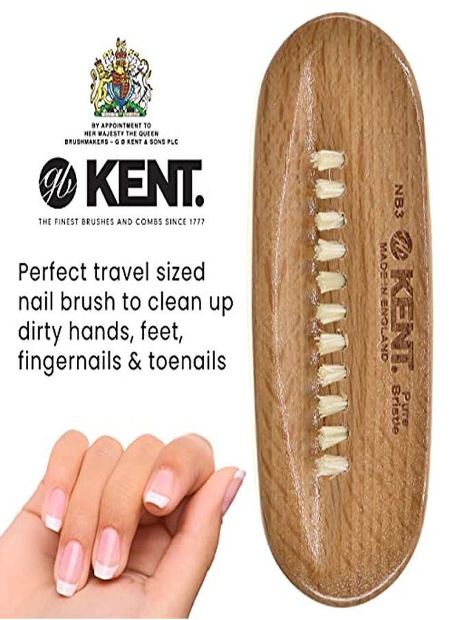 KENT - Nb3 Natural Bristle Fingernail Brush And Hand Scrub Brush For Nails. Beechwood Finger Nail Brush To Clean Nails And Nail Scrubber Brush For Hands Feet Fingernails And Toenails. Made In England - Image 1