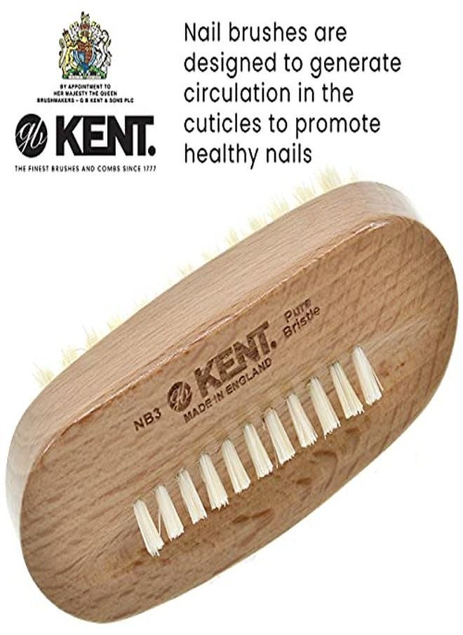 KENT - Nb3 Natural Bristle Fingernail Brush And Hand Scrub Brush For Nails. Beechwood Finger Nail Brush To Clean Nails And Nail Scrubber Brush For Hands Feet Fingernails And Toenails. Made In England - Image 1