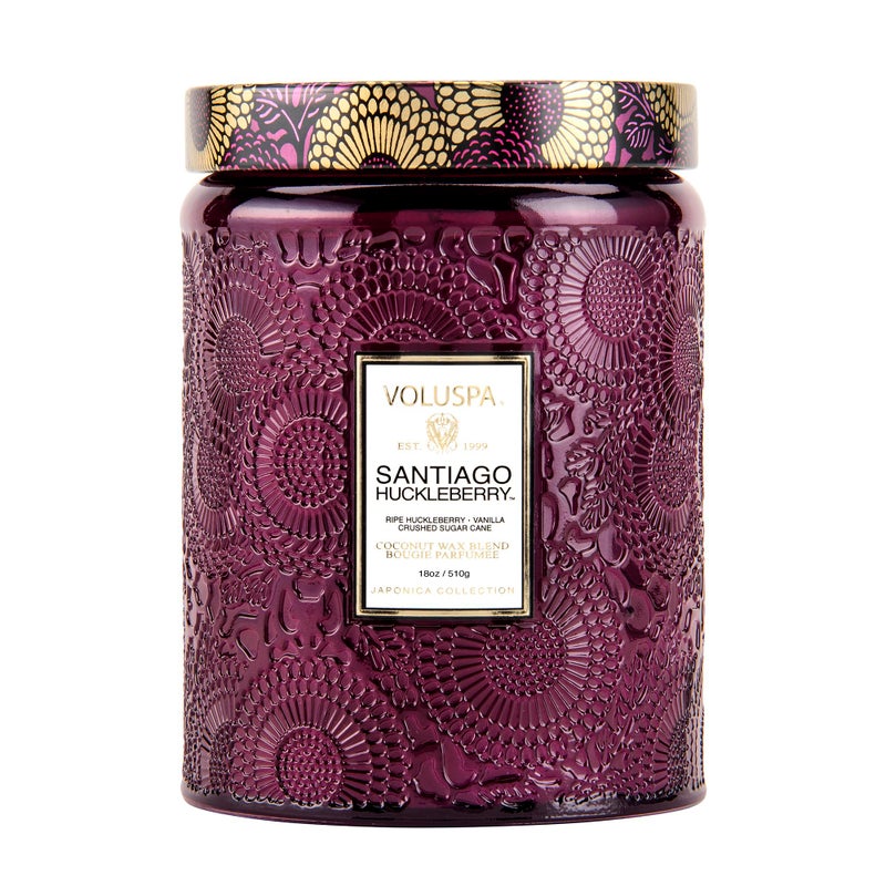 Voluspa Santiago Huckleberry, Large Candle Jar, 18 oz, 100 Hour Burn Time, All Natural Wicks and Coconut Wax for Clean Burning, Vegan, Poured in The USA - Image 1
