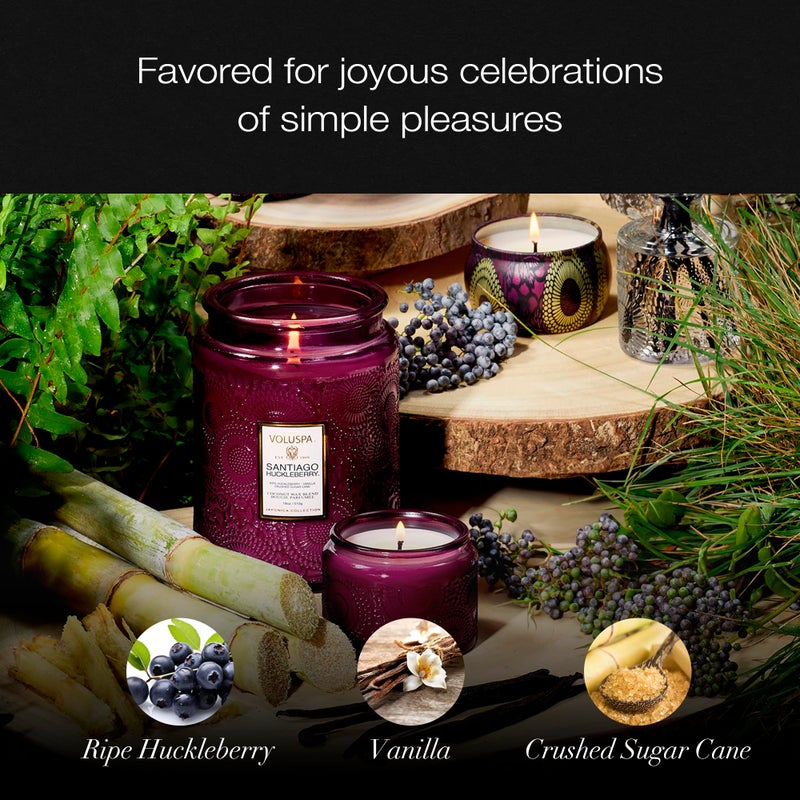 Voluspa Santiago Huckleberry, Large Candle Jar, 18 oz, 100 Hour Burn Time, All Natural Wicks and Coconut Wax for Clean Burning, Vegan, Poured in The USA - Image 3