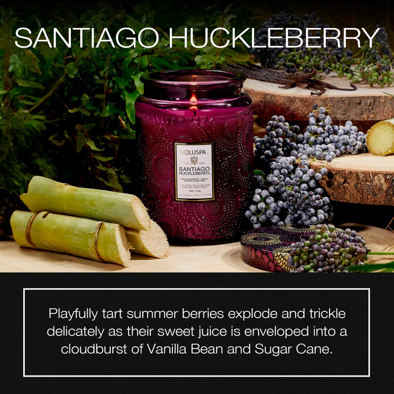Voluspa Santiago Huckleberry, Large Candle Jar, 18 oz, 100 Hour Burn Time, All Natural Wicks and Coconut Wax for Clean Burning, Vegan, Poured in The USA - Image 2