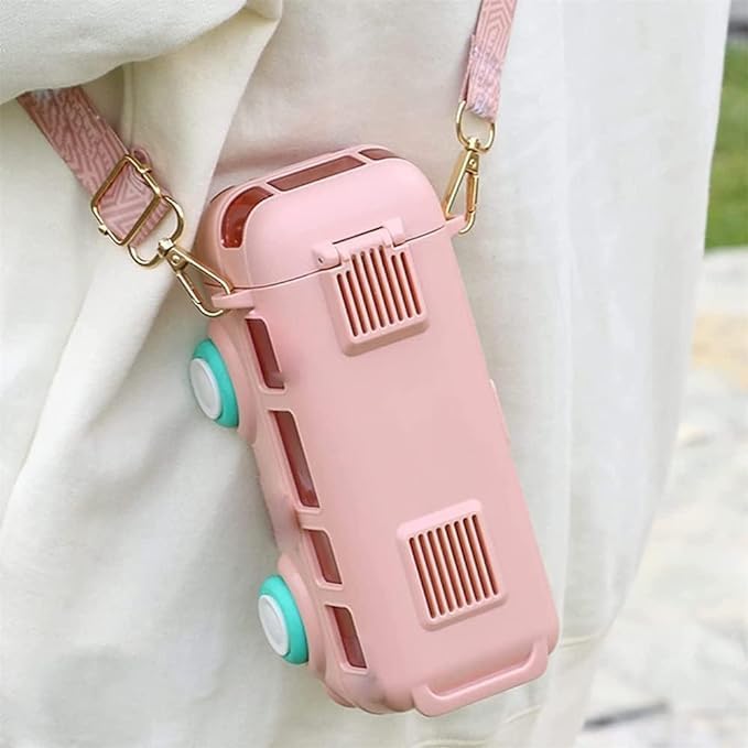 Prokart Premium Bus Water Bottle For Kids With Strap, Sipper, & Straw | Leakproof, Bpa Free With Lock, 500 Ml | Cute Bus Shaped Water Bottle For School Girls & Boys (Pink) - Image 5
