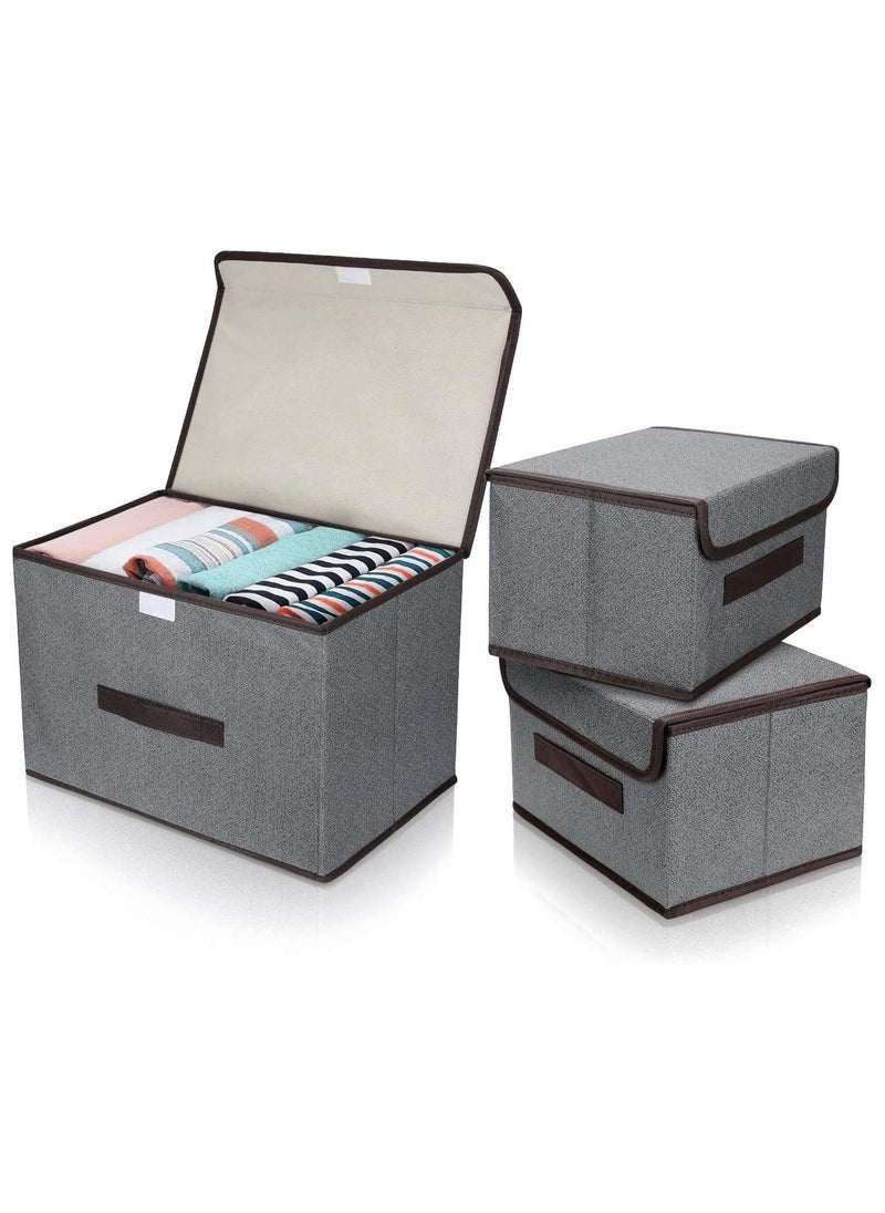 PRIMO PLUS Pack Of 4 Foldable Storage Box With Lid Grey  - Image 1