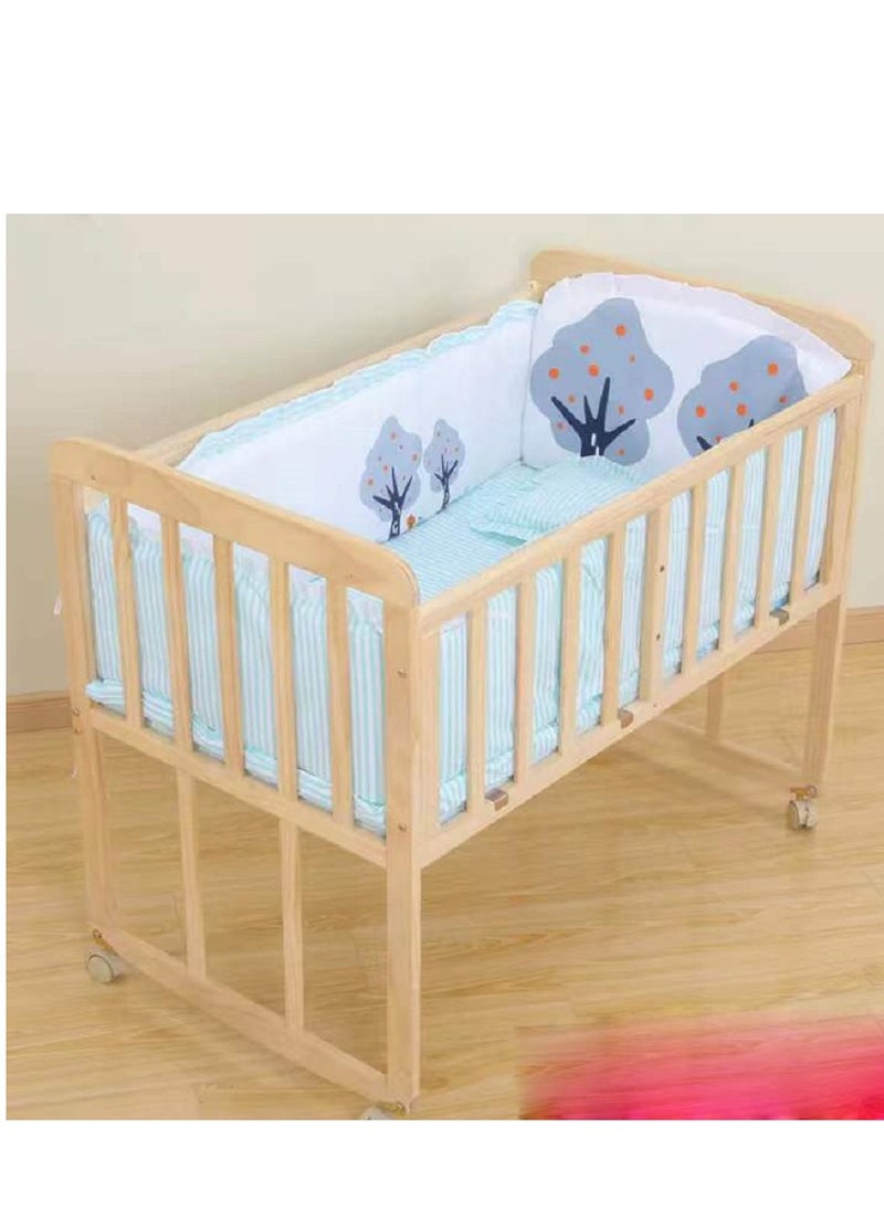 6pcs Set Forest Printed Removable Washable Crib Bumper For Newborn Pure Cotton Bed Protector