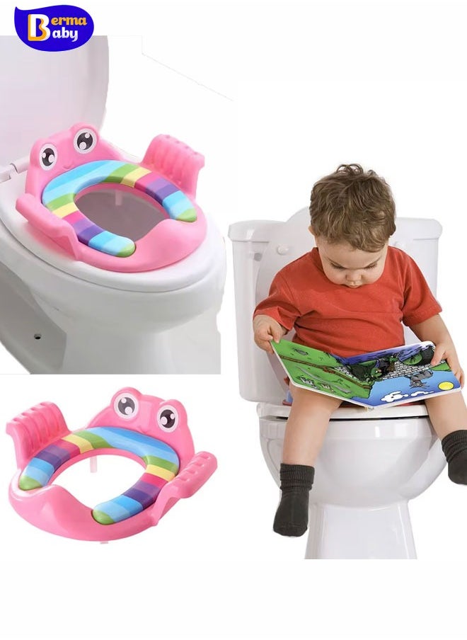 Berma Baby Baby Toilet Potty Seat Toddler Auxiliary Toilet Training Children Potty Safe Seat with Armrest for Girls Boy Toilet Training Outdoor Travel Infant Potty Cushion  - Image 1
