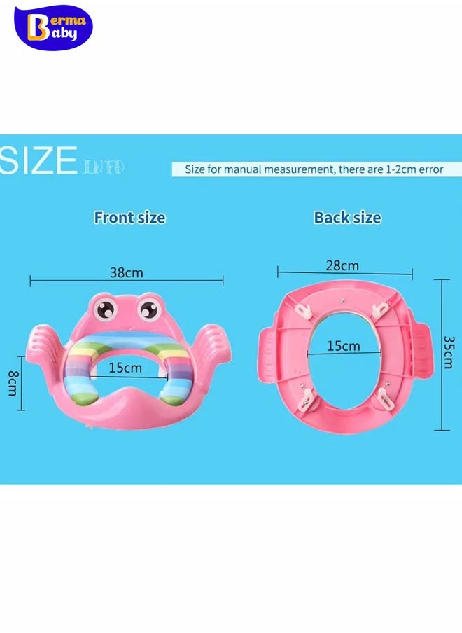 Berma Baby Baby Toilet Potty Seat Toddler Auxiliary Toilet Training Children Potty Safe Seat with Armrest for Girls Boy Toilet Training Outdoor Travel Infant Potty Cushion  - Image 2
