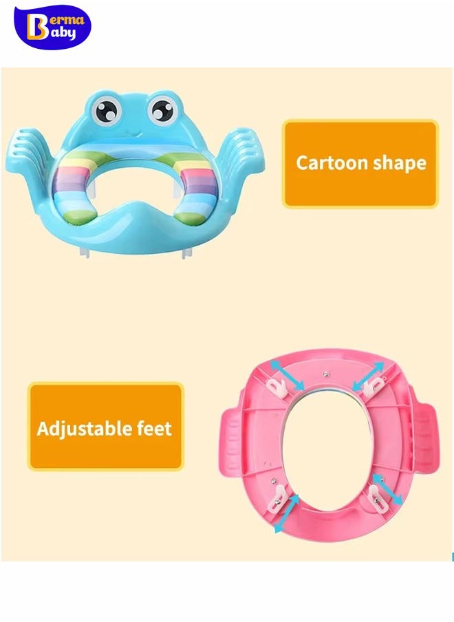 Berma Baby Baby Toilet Potty Seat Toddler Auxiliary Toilet Training Children Potty Safe Seat with Armrest for Girls Boy Toilet Training Outdoor Travel Infant Potty Cushion  - Image 4