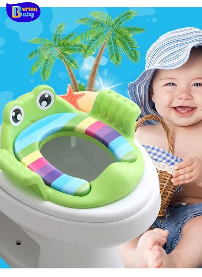 Berma Baby Baby Toilet Potty Seat Toddler Auxiliary Toilet Training Children Potty Safe Seat with Armrest for Girls Boy Toilet Training Outdoor Travel Infant Potty Cushion  - Image 5