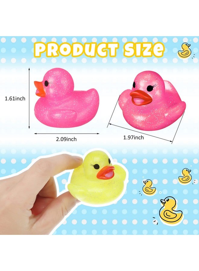 Leitee 24 Pcs Glitter Rubber Duck Assortment Duckies for Kids Colorful Glitter Mini Ducks Neon Color Ducky Bath Toys for Birthday Gifts Baby Shower Decorations Summer Beach Pool Activity Favor 1.6'' - Image 2