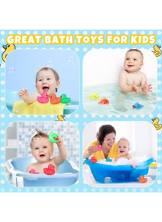 Leitee 24 Pcs Glitter Rubber Duck Assortment Duckies for Kids Colorful Glitter Mini Ducks Neon Color Ducky Bath Toys for Birthday Gifts Baby Shower Decorations Summer Beach Pool Activity Favor 1.6'' - Image 4