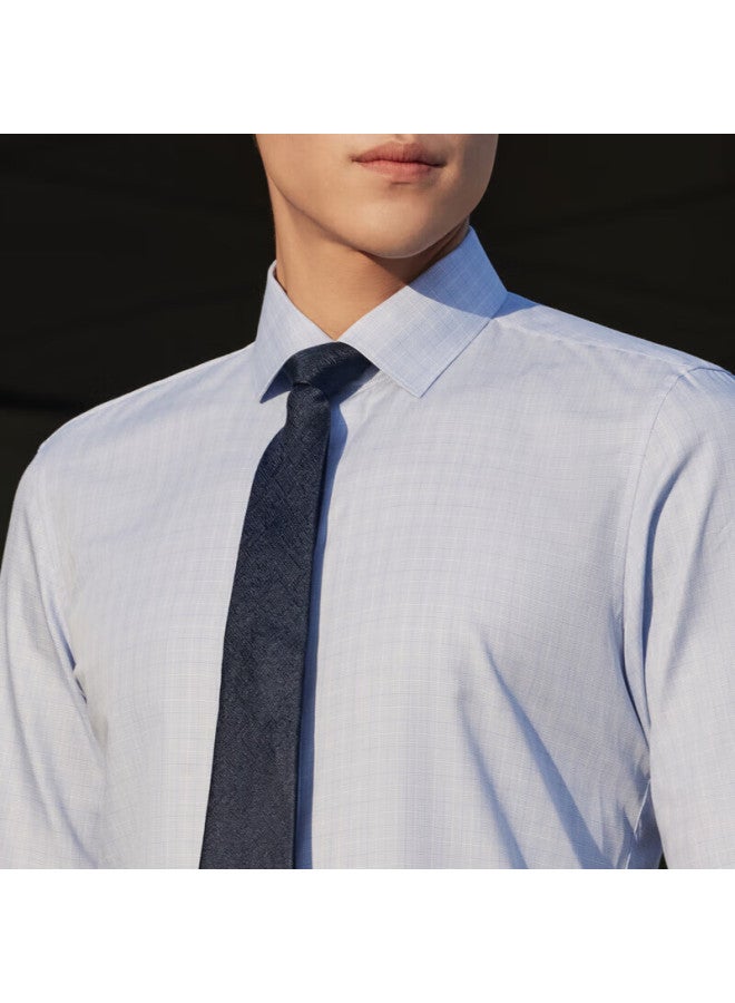 Youngor Men's Shirt Spring/summer Youth Men's High-end Plaid Long Sleeve Shirt Light Blue Plaid 41 - Image 3