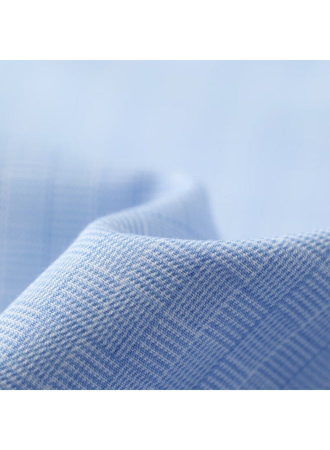Youngor Men's Shirt Spring/summer Youth Men's High-end Plaid Long Sleeve Shirt Light Blue Plaid 41 - Image 5