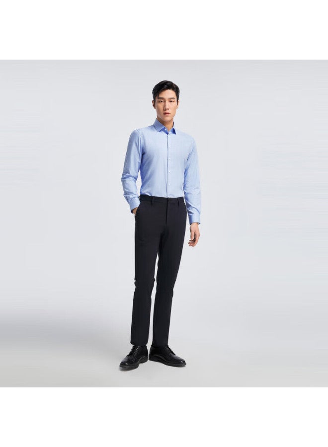 Youngor Men's Shirt Spring/summer Youth Men's High-end Plaid Long Sleeve Shirt Light Blue Plaid 41 - Image 1