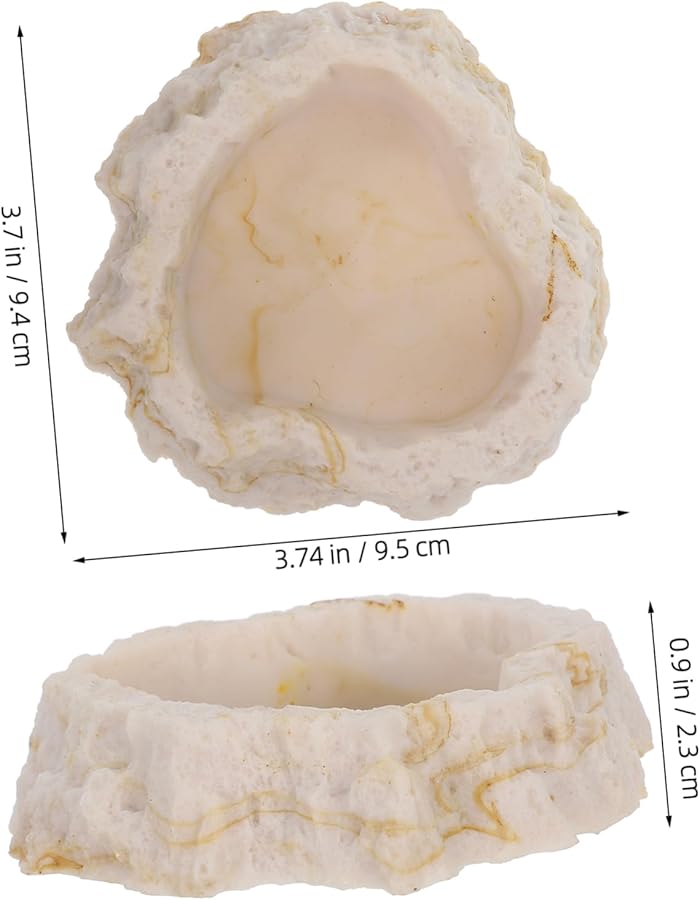 وعاء تغذية الصخور للزواحف، طبق ماء لسلحفاة، أبو بريص، ثعبان، إكسسوارات حوض، حجر طبيعي - Image 3