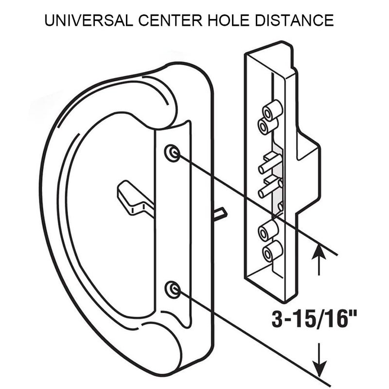 ALLYWASAI Patio Sliding Door Handle Set with Mortise Lock, Key Cylinder and Keeper, Replacement Handle Lock Set Fits Door Thickness from 1-1/2" to 1-3/4", 3-15/16" Screw Hole Spacing, Keyed, White - Image 3