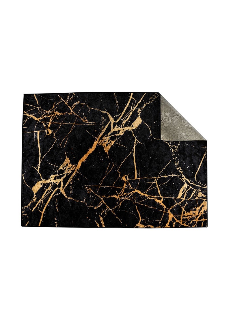RIZARIES Black Gold Bundle of 9 ( 6 covers with fillings, 1 Wall Clock, 1 Rug 6.5x9.18ft, 1 Sofa Throw)  - Image 4