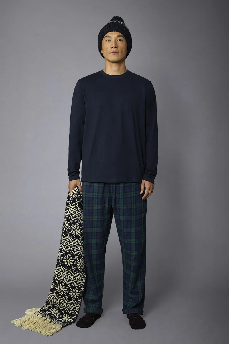 Men's tartan patterned pajamas in pure cotton - Green