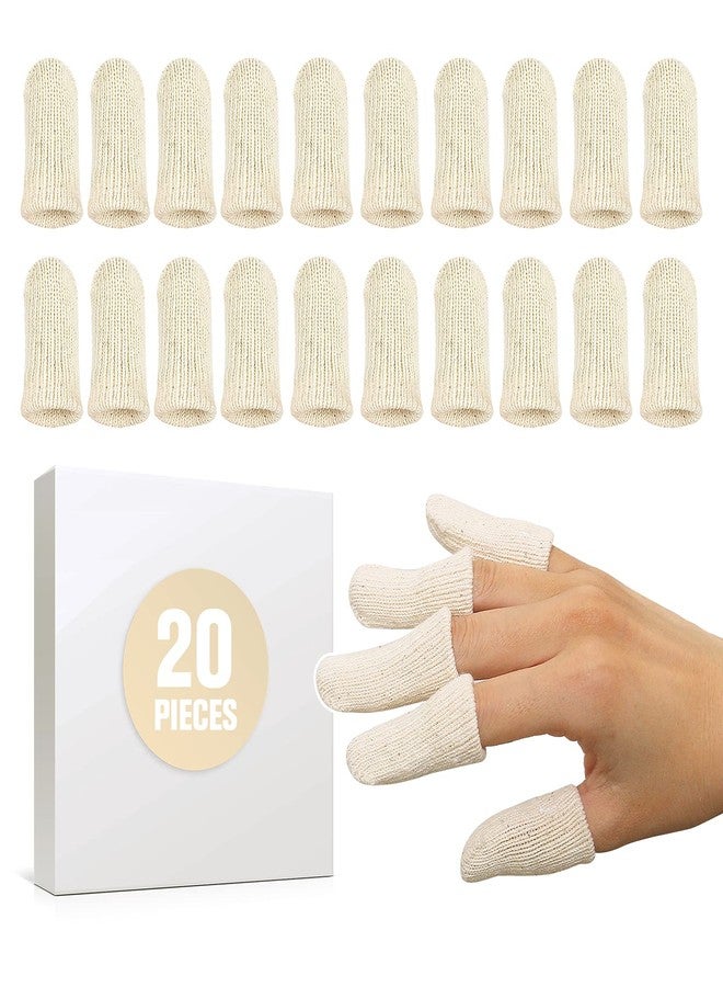 MIG4U 20 Pcs Cotton Finger Cots, Reusable Finger Protectors for Cuts Wounds, Arthritis, Eczema, Bruises, Calluses, Cracking Thumbs Healing, Fingernail Caps/Stall/Cushion/Cover, L/XL - Image 1