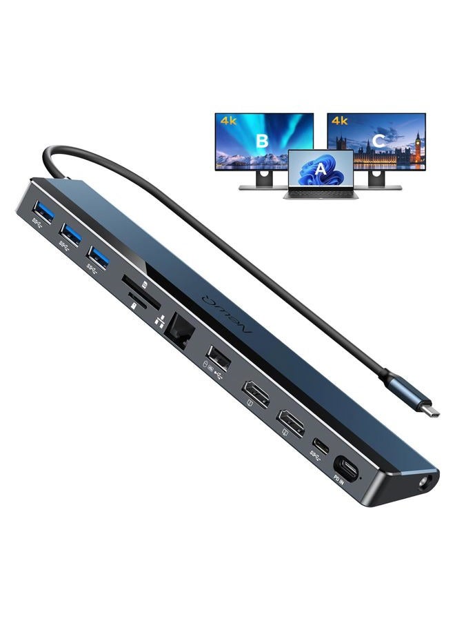 NewQ USB C Docking Station with Dual HDMI 4K, 100W PD-in, 12-in-1 Laptop Dock for Windows, MacBook, Chromebook - Image 1