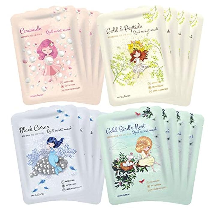 Veraclara] Facial Mask Sheet | Korean Skincare | Lighten, Moisturize, Firming Skin | Diminish Dark Spot & Circles (16REALCOMBO) - Image 1