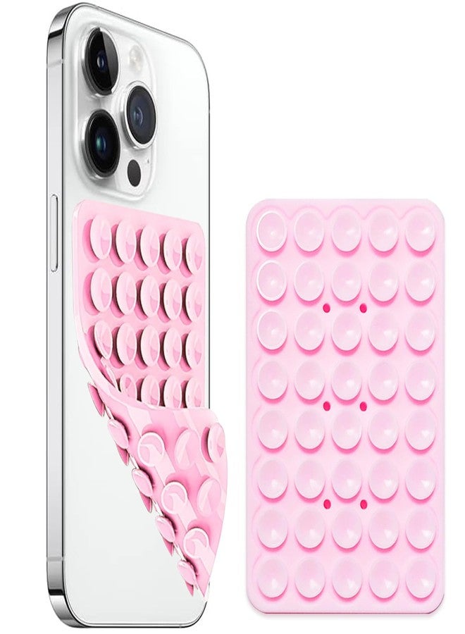 ILKCC Silicone Suction Cup Phone Case Mount Double Sided, Non Slip Phone Accessories Mount, Hands-Free Strong Grip Holder for Selfies and Videos Creators (Pink) - Image 1