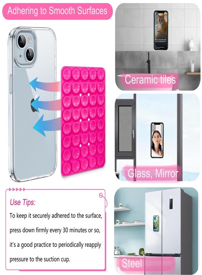 ILKCC Silicone Suction Cup Phone Case Mount Double Sided, Non Slip Phone Accessories Mount, Hands-Free Strong Grip Holder for Selfies and Videos Creators (Pink) - Image 5