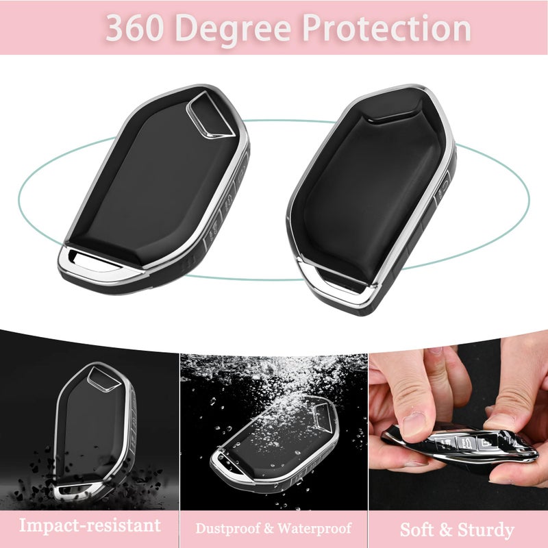 JAMCARI for kia Key Fob Cover - 5 Button Soft TPU Protection Car Key Case for Telluride 2023 2024 2025 EV5 Sorento K4 K5 GT-Line Remote Smart Key ï¼ˆBlackï¼‰ - Image 3