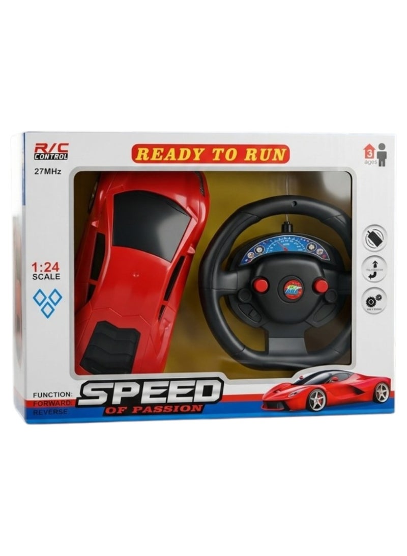 1st Choice First Choice Wireless Remote Control Racing Car (steering wheel) for Kids, 1:24 Scale with Full Forward and Backward Movement - 1 Piece (Assorted Designs and Colors) - Image 1