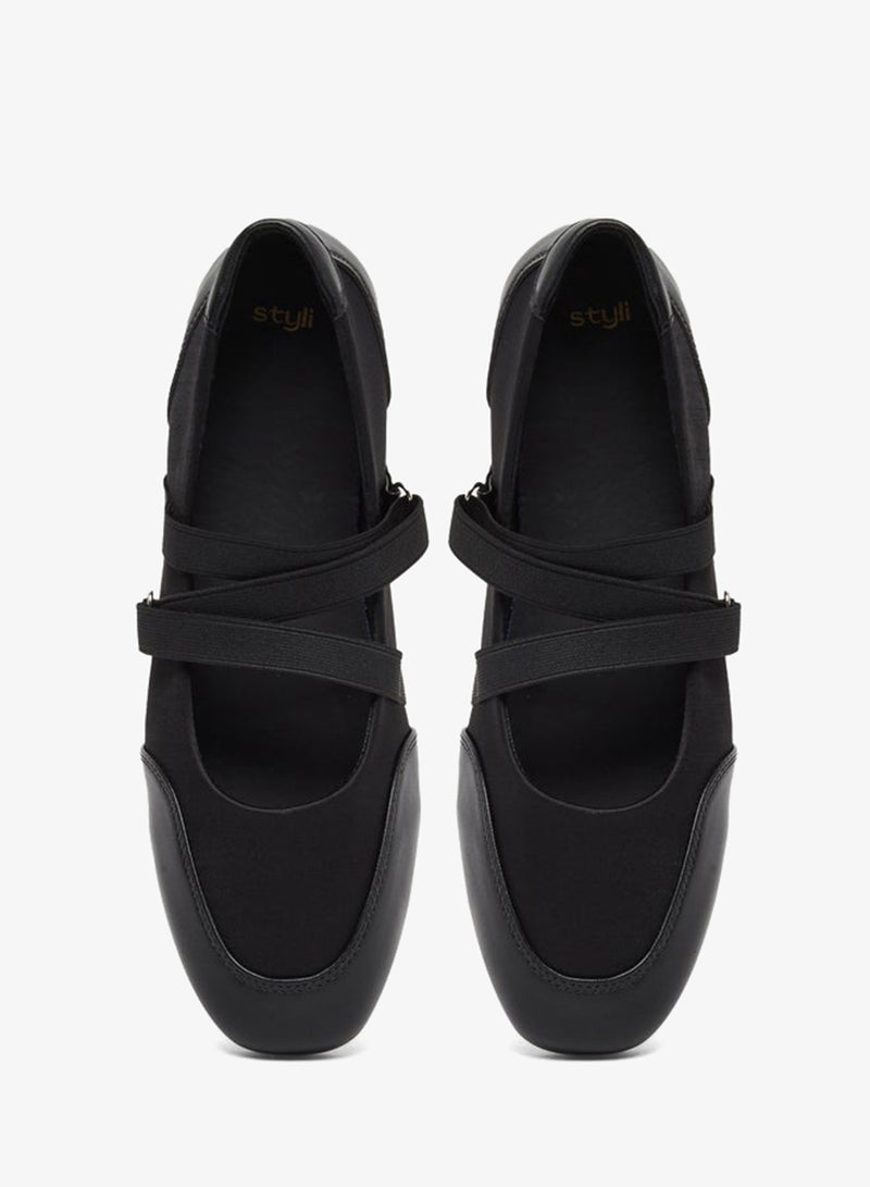 Styli Active Women Black Strap Detail Shoes - Image 5