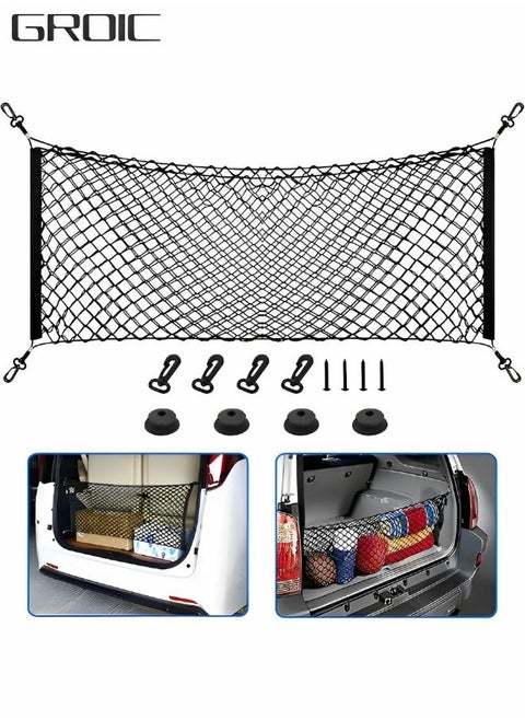 Automotive Cargo Nets for SUV Trunk Net Organizer for Car,Rear Cargo Net Stretchable,Universal Adjustable Elastic Trunk Cargo Storage Organizer,Double-Layer Storage Nylon Mesh,Auto Supplies