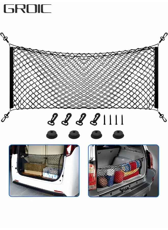 GROIC - Automotive Cargo Nets for SUV Trunk Net Organizer for Car,Rear Cargo Net Stretchable,Universal Adjustable Elastic Trunk Cargo Storage Organizer,Double-Layer Storage Nylon Mesh,Auto Supplies - Image 1