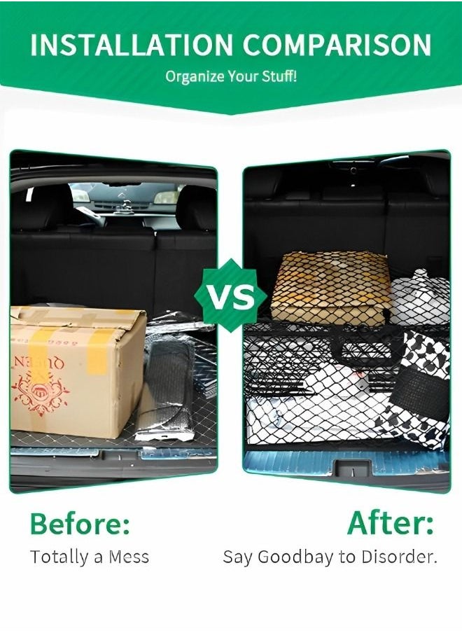 GROIC - Automotive Cargo Nets for SUV Trunk Net Organizer for Car,Rear Cargo Net Stretchable,Universal Adjustable Elastic Trunk Cargo Storage Organizer,Double-Layer Storage Nylon Mesh,Auto Supplies - Image 1