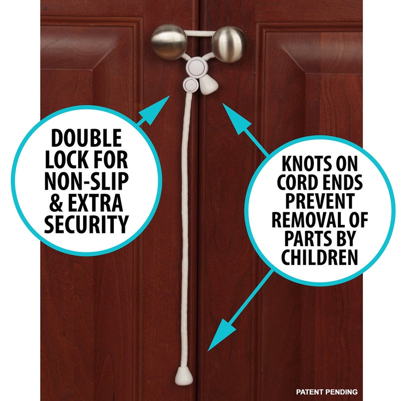 Kiscords Baby Safety Cabinet Locks for Knobs Child Safety Cabinet Latches for Home Safety Strap for Baby Proofing Cabinets Kitchen Door RV No Drill No Screw No Adhesive (White) - Image 4