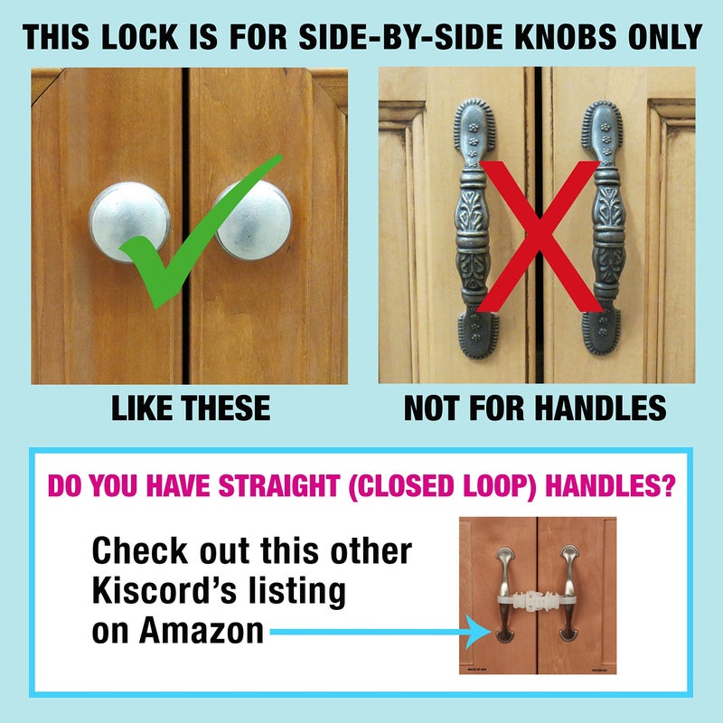 Kiscords Baby Safety Cabinet Locks for Knobs Child Safety Cabinet Latches for Home Safety Strap for Baby Proofing Cabinets Kitchen Door RV No Drill No Screw No Adhesive (White) - Image 2