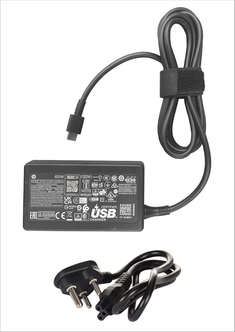 Maxelon HP Orignal 65W USB C Laptop Charger AC Adapter Replacement for HP Spectre X360,Spectre,Elitebook x360,Elitebook,Envy,Chromebook,Elite x2,ProBook Travel Type C (3 Pin with Power Cable) - Image 1