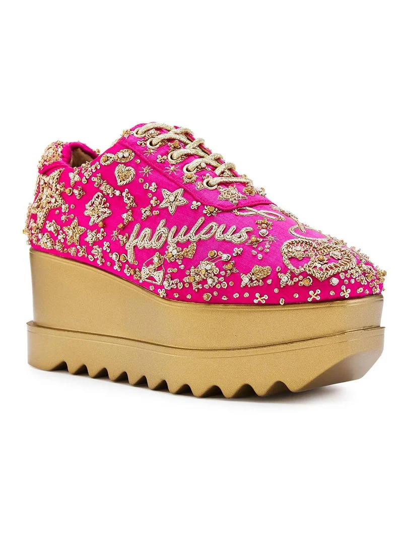 Anaar Anaar Sajna Wedge Sneakers, Womens Festive, Special Occasion and Partywear Premium Shoes