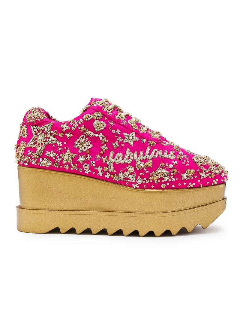 Anaar Anaar Sajna Wedge Sneakers, Womens Festive, Special Occasion and Partywear Premium Shoes