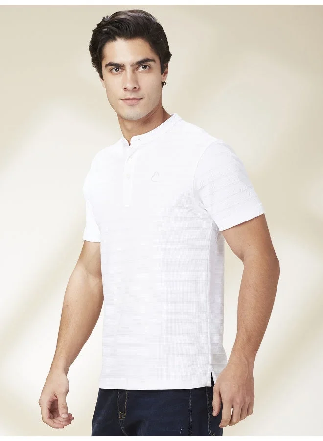 بيينغ هيومان Mens White Polo Collar Short Sleeve Polo T-Shirt